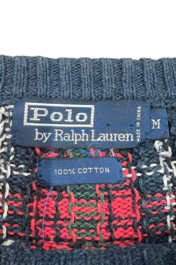 90'S COTTON SWEATER / CHECK [SIZE: M USED]