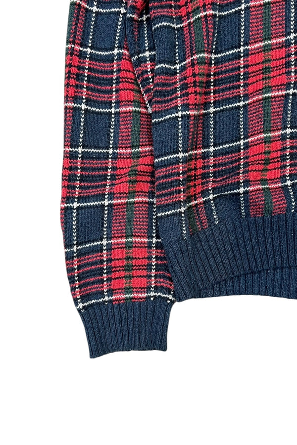 90'S COTTON SWEATER / CHECK [SIZE: M USED]