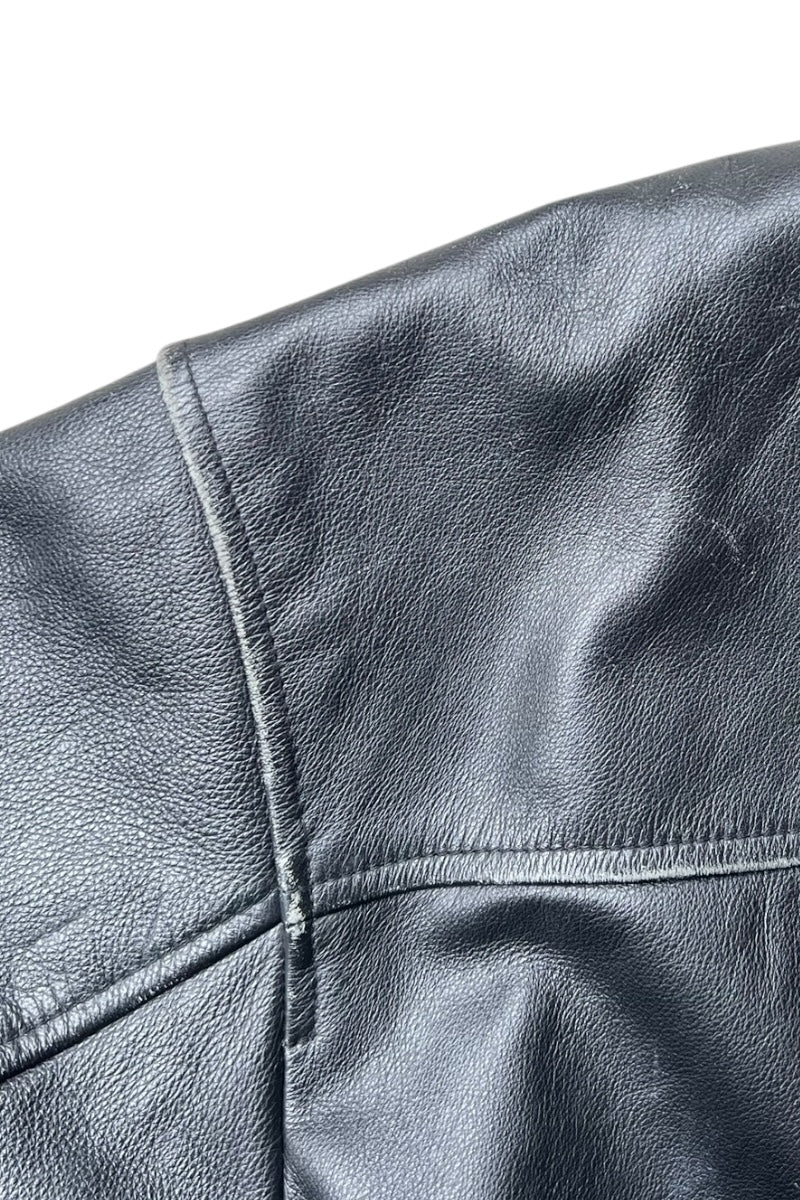 Y2K EARLY 00'S LEATHER JACKET / BLACK [SIZE: XL USED]