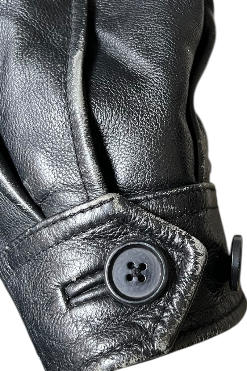 Y2K EARLY 00'S LEATHER JACKET / BLACK [SIZE: XL USED]