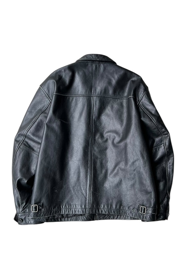 Y2K EARLY 00'S LEATHER JACKET / BLACK [SIZE: XL USED]