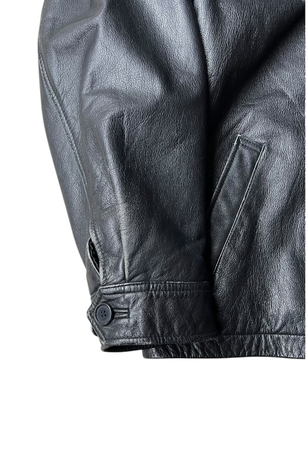 Y2K EARLY 00'S LEATHER JACKET / BLACK [SIZE: XL USED]