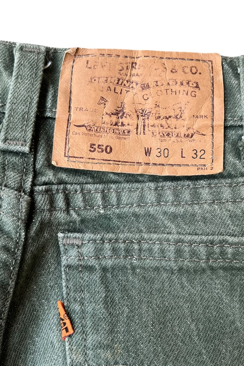 MADE IN USA 90'S 550 DENIM PANTS ORANGE-TAB / GREEN [SIZE: 31 USED]
