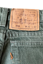画像をギャラリービューアに読み込む, MADE IN USA 90'S 550 DENIM PANTS ORANGE-TAB / GREEN [SIZE: 31 USED]
