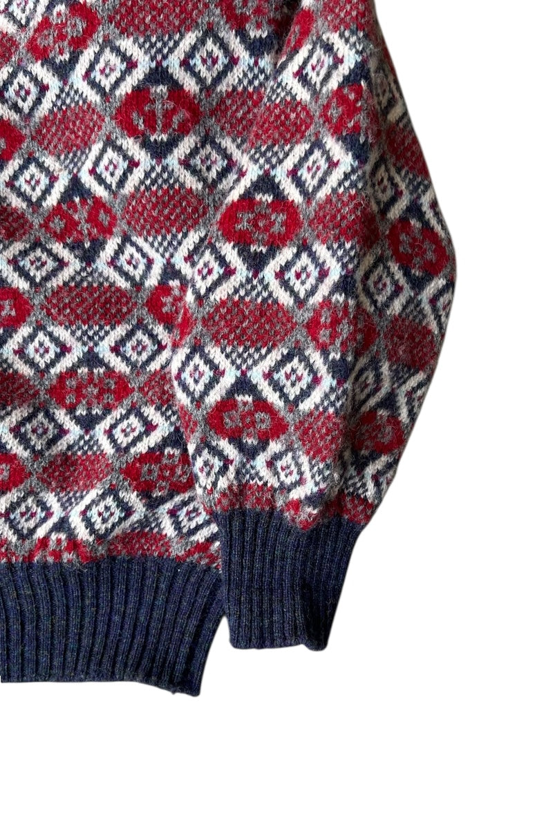 MADE IN ITALY 90'S POLO SWEATER / PATTERN [SIZE: L USED]