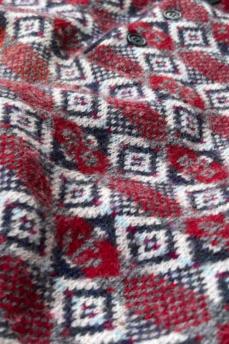MADE IN ITALY 90'S POLO SWEATER / PATTERN [SIZE: L USED]