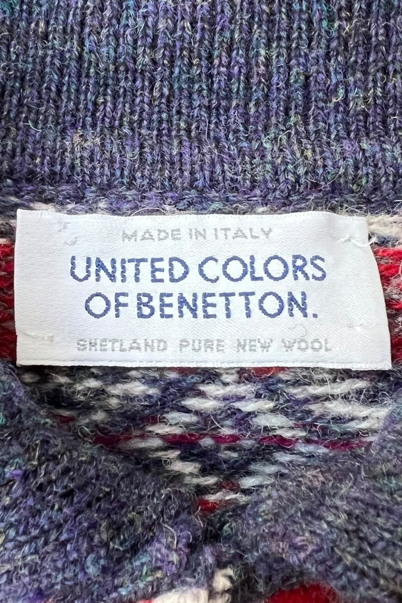 MADE IN ITALY 90'S POLO SWEATER / PATTERN [SIZE: L USED]