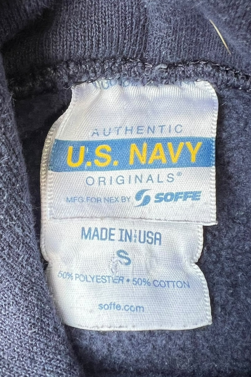 MADE IN USA 90'S U.S. NAVY PULLOVER SWEAT HOODIE / NAVY [SIZE: S USED]