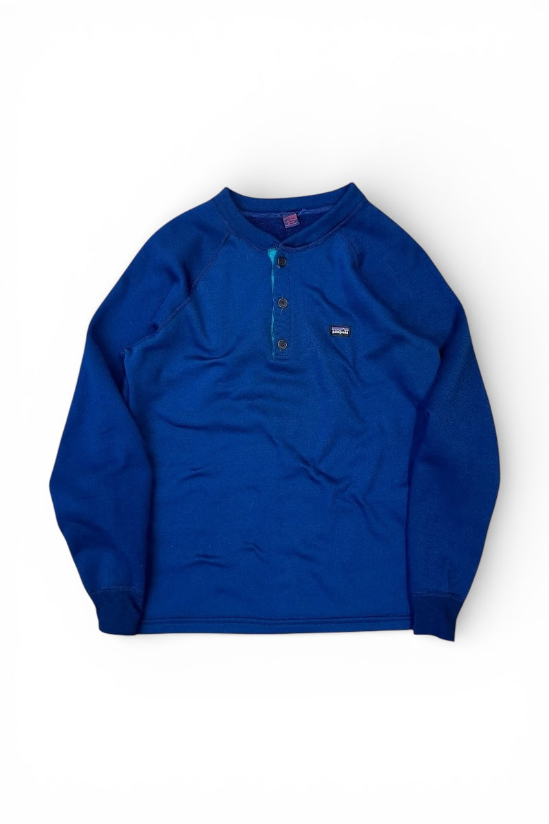 MADE IN USA 98'S CAPILENE L/S HENLEY-NECK SWEATSHIRT / NAVY [SIZE: M USED]