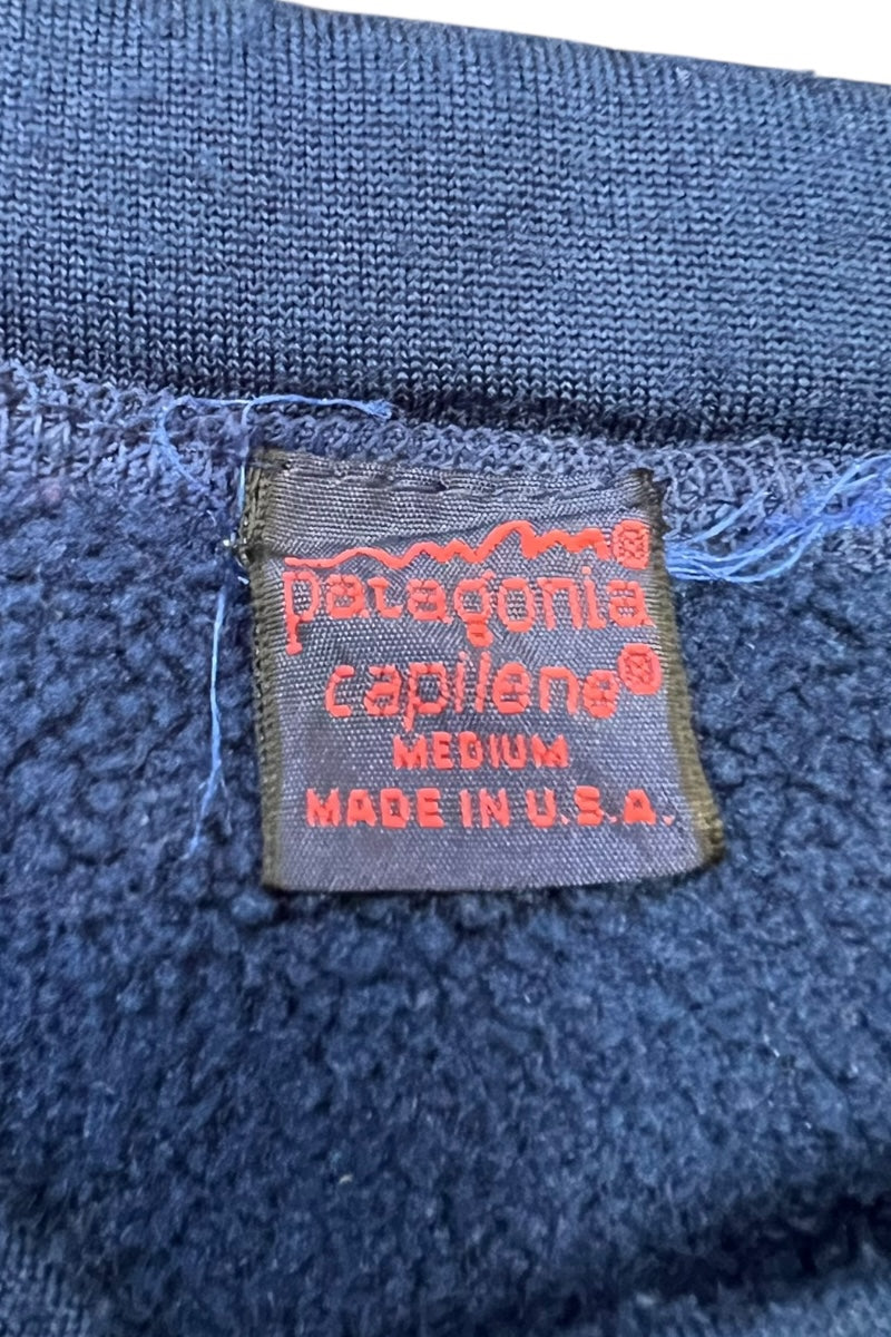 MADE IN USA 98'S CAPILENE L/S HENLEY-NECK SWEATSHIRT / NAVY [SIZE: M USED]