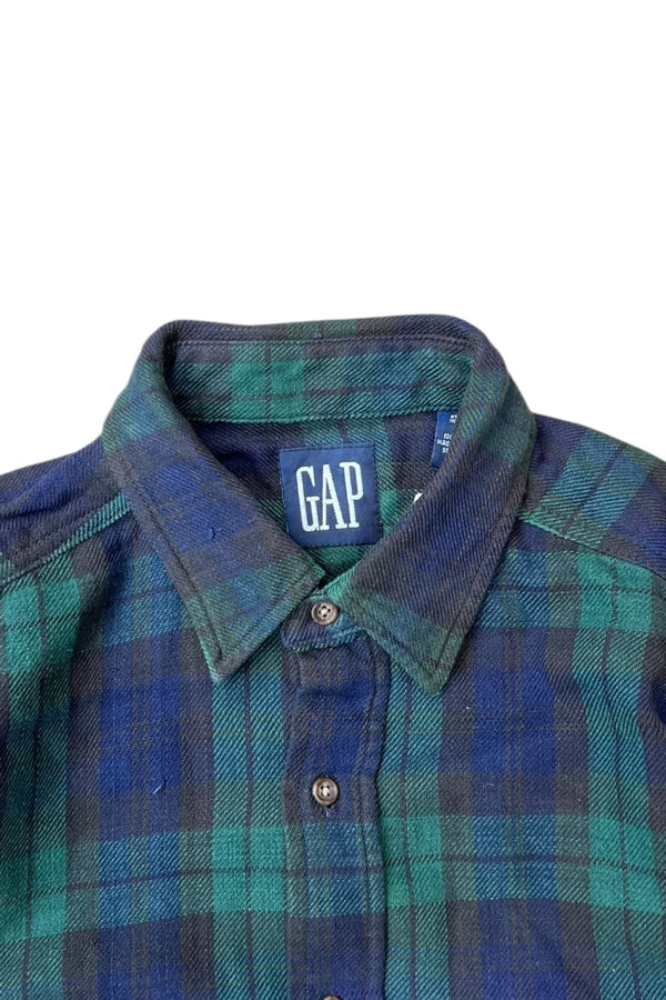 MADE IN CANADA 88-90'S L/S BLACK WATCH CHECK SHIRT / GREEN [SIZE: M DEADSTOCK/NOS]