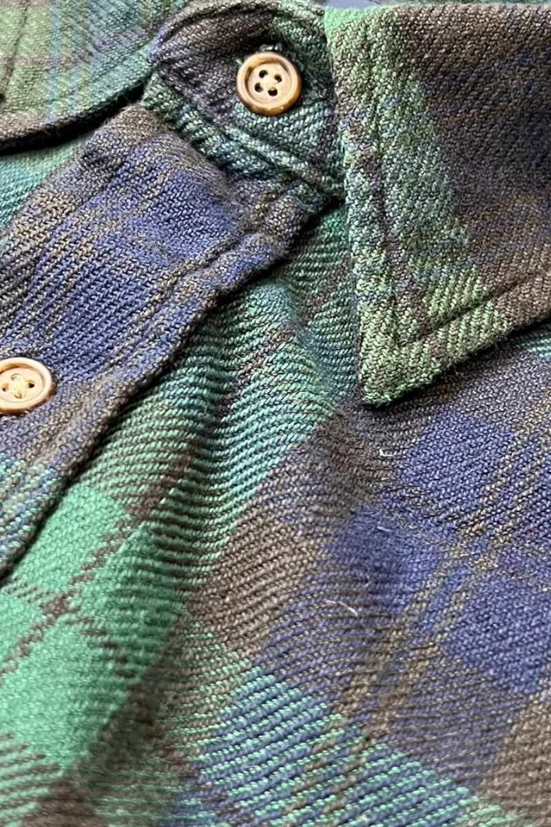 MADE IN CANADA 88-90'S L/S BLACK WATCH CHECK SHIRT / GREEN [SIZE: M DEADSTOCK/NOS]