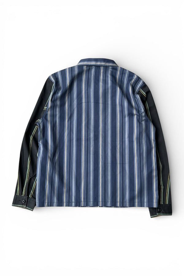 STRIPE ZIP SHIRT JACKET / NAVY [SIZE: S USED]
