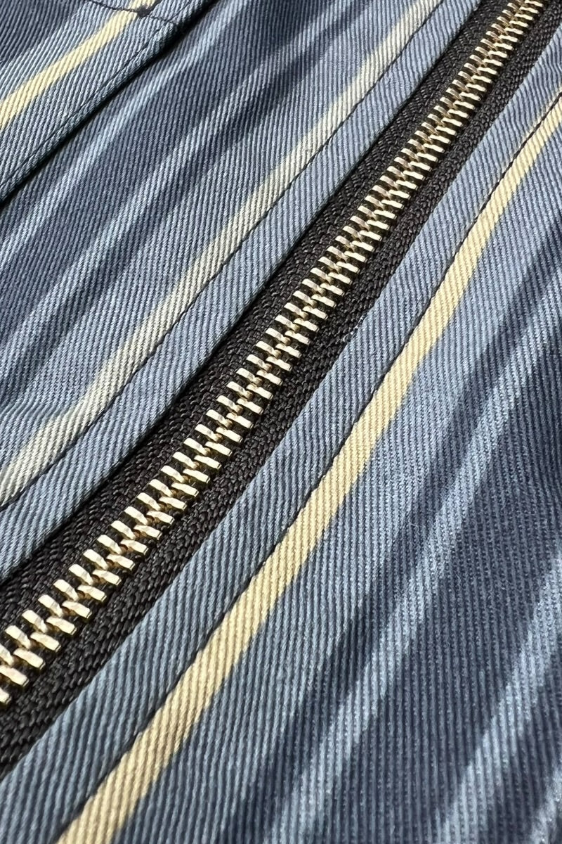 STRIPE ZIP SHIRT JACKET / NAVY [SIZE: S USED]