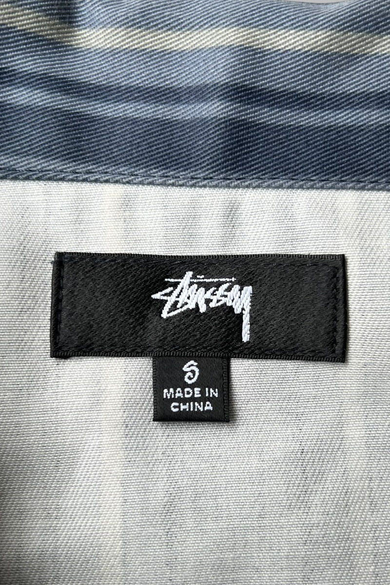 STRIPE ZIP SHIRT JACKET / NAVY [SIZE: S USED]