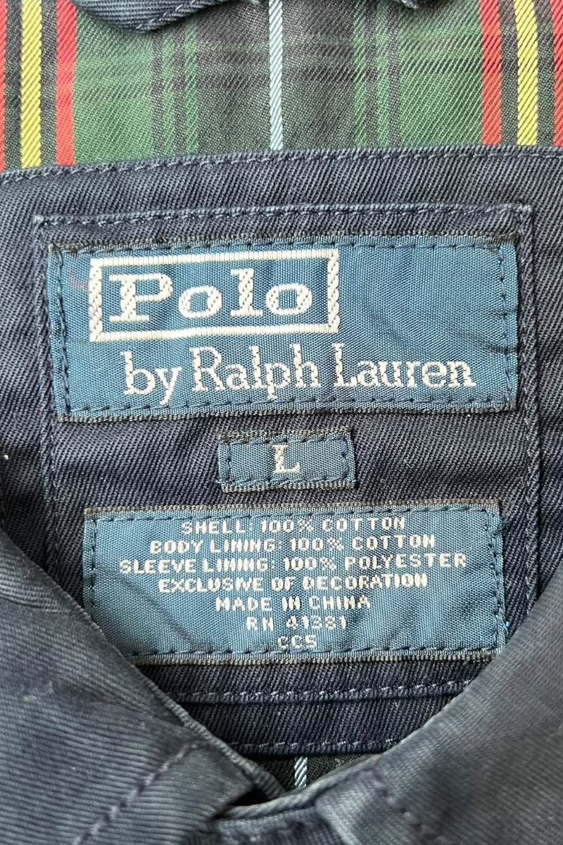 90'S EXCLUSIVE DECORATION ZIP UP JACKET / NAVY [SIZE: L USED]
