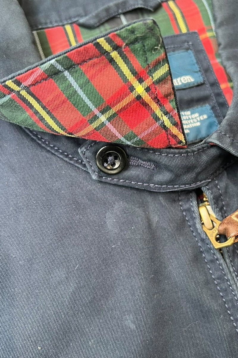 90'S EXCLUSIVE DECORATION ZIP UP JACKET / NAVY [SIZE: L USED]