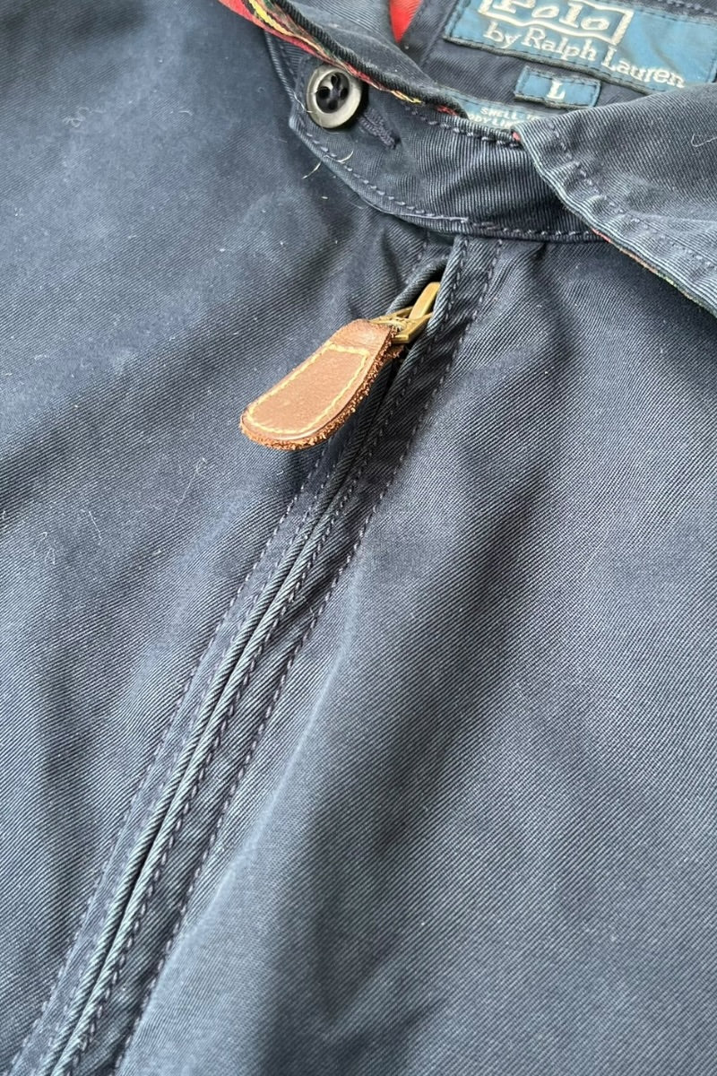 90'S EXCLUSIVE DECORATION ZIP UP JACKET / NAVY [SIZE: L USED]