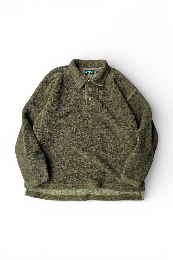 90'S BOA FLEECE POLO SHIRT / KHAKI [SIZE: L USED]