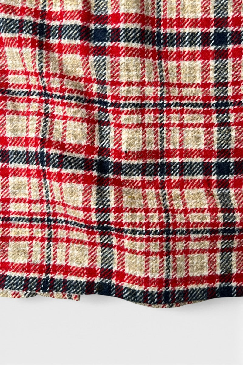 MADE IN USA 60-70'S L/S WOOL CHECK SHIRT / RED [SIZE: L USED]