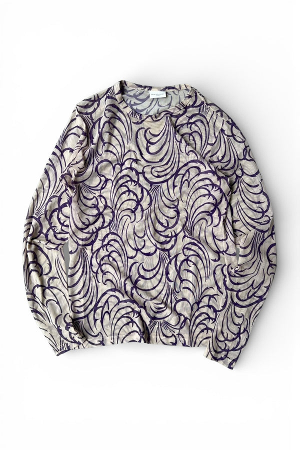 16SS L/S TATTOO PATTERN SECOND SKIN MESH T-SHIRT / PURPLE [SIZE: L USED]