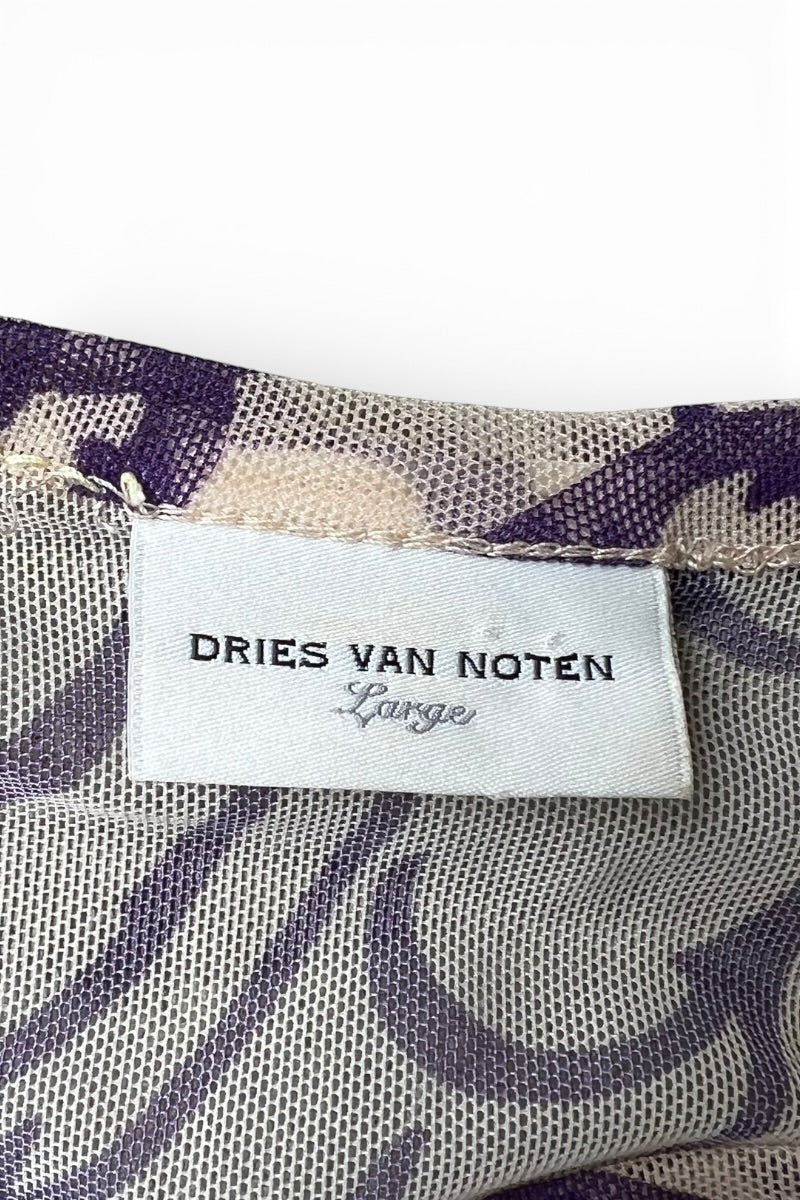 16SS L/S TATTOO PATTERN SECOND SKIN MESH T-SHIRT / PURPLE [SIZE: L USED]