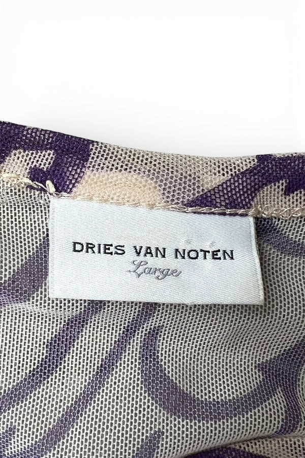 16SS L/S TATTOO PATTERN SECOND SKIN MESH T-SHIRT / PURPLE [SIZE: L USED]