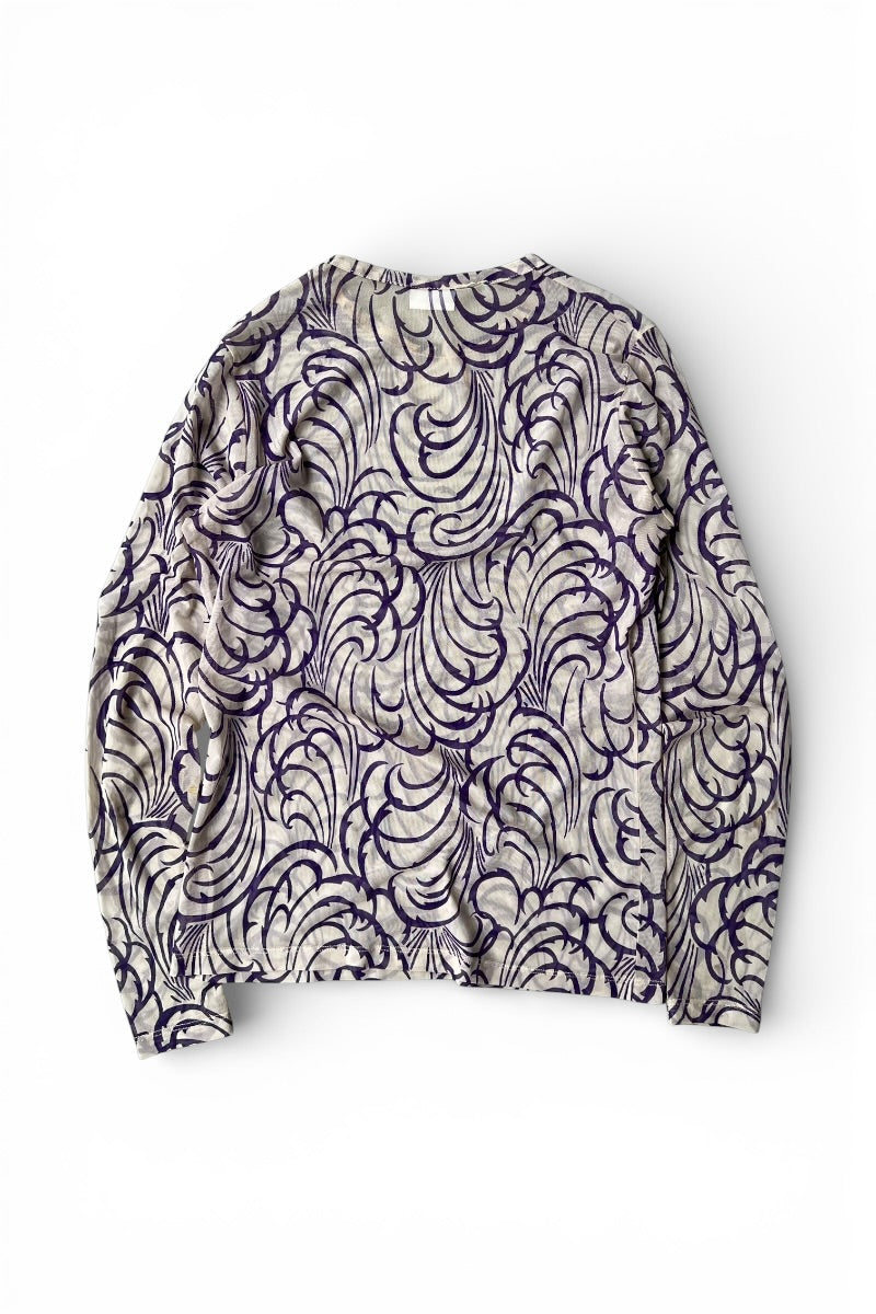 16SS L/S TATTOO PATTERN SECOND SKIN MESH T-SHIRT / PURPLE [SIZE: L USED]