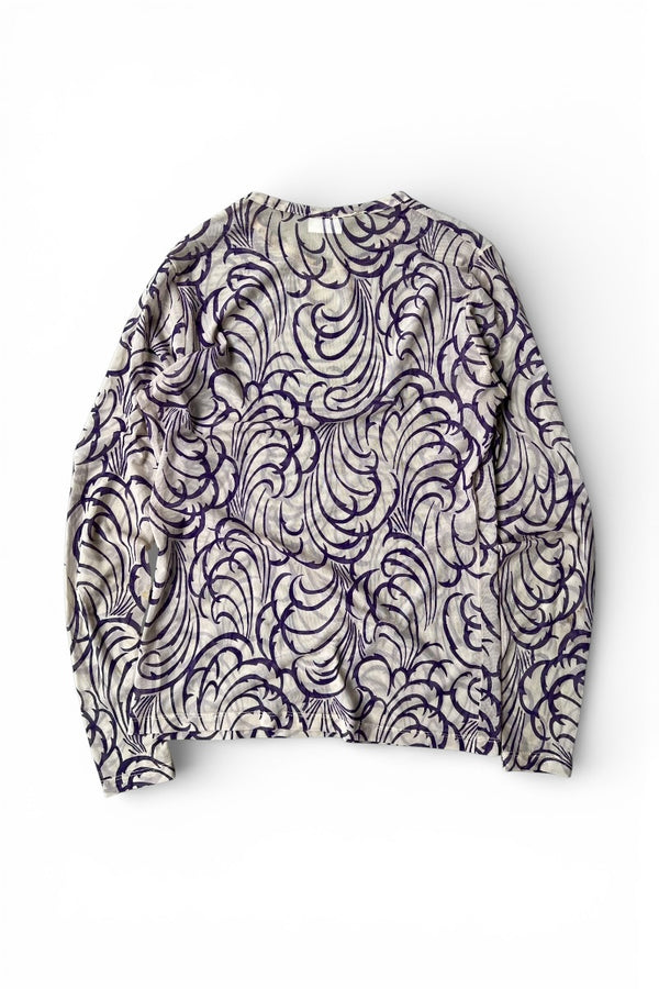 16SS L/S TATTOO PATTERN SECOND SKIN MESH T-SHIRT / PURPLE [SIZE: L USED]