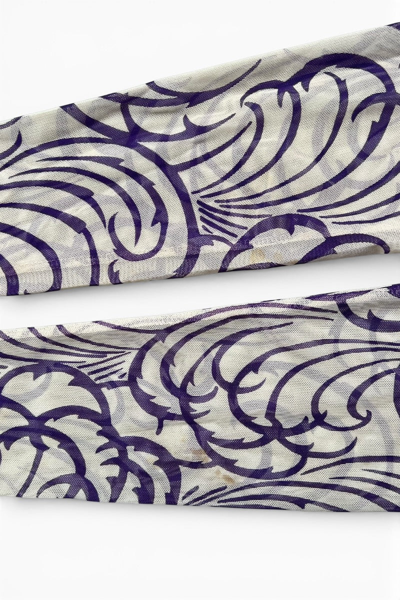 16SS L/S TATTOO PATTERN SECOND SKIN MESH T-SHIRT / PURPLE [SIZE: L USED]