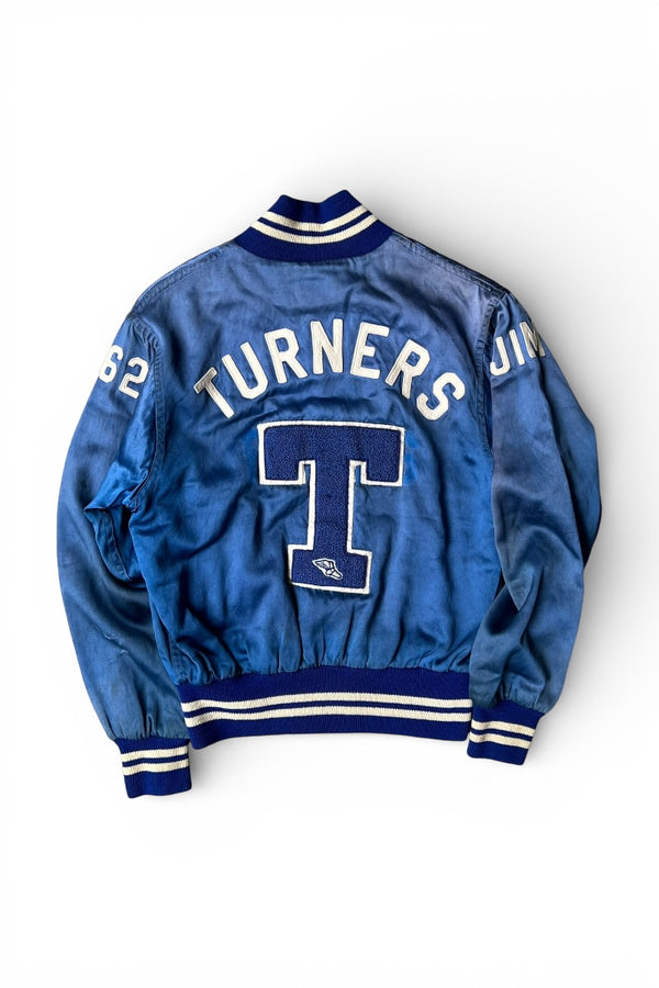 60'S SATIN STADIUM JACKET / BLUE [SIZE: 38 USED]
