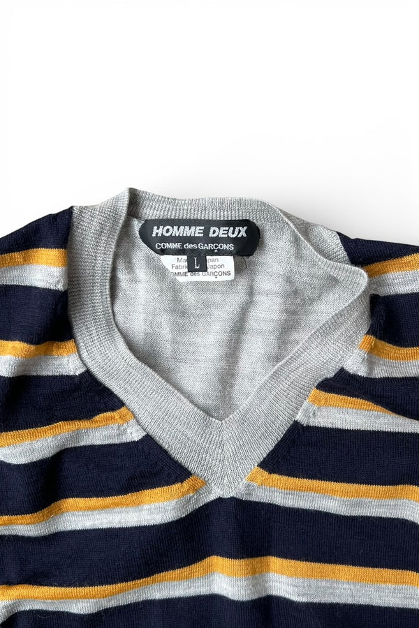 MADE IN JAPAN 15'S BORDER KNIT VEST / GRAY [SIZE: L USED]