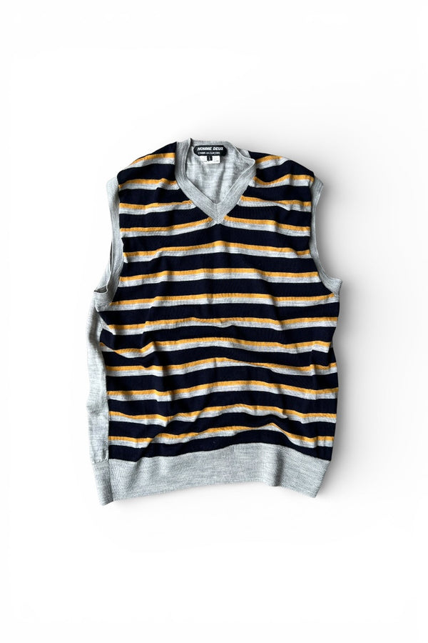 MADE IN JAPAN 15'S BORDER KNIT VEST / GRAY [SIZE: L USED]