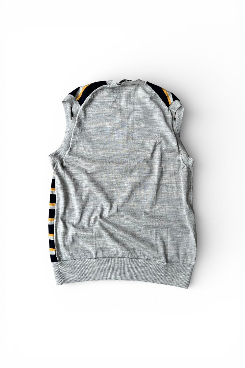 MADE IN JAPAN 15'S BORDER KNIT VEST / GRAY [SIZE: L USED]