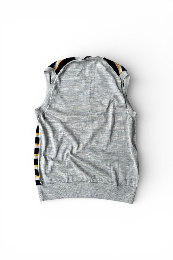 MADE IN JAPAN 15'S BORDER KNIT VEST / GRAY [SIZE: L USED]
