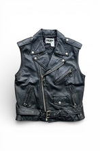 画像をギャラリービューアに読み込む, 90'S LEATHER VEST / BLACK [SIZE: S USED]
