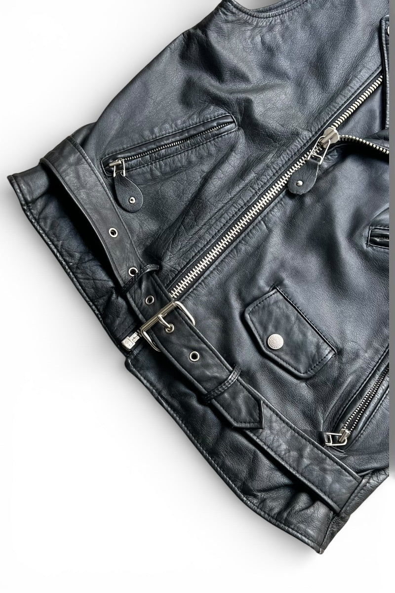 90'S LEATHER VEST / BLACK [SIZE: S USED]