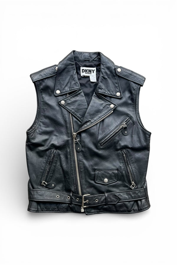 90'S LEATHER VEST / BLACK [SIZE: S USED]