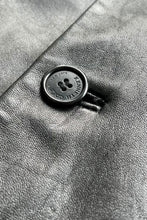 画像をギャラリービューアに読み込む, 90'S OPEN COLLAR BUTTON LEATHER COAT W/FLEECE LINER / BLACK [SIZE: L USED]
