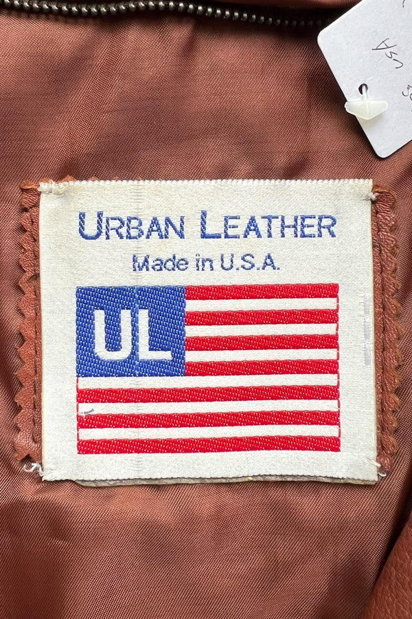 MADE IN USA 90'S ZIP UP LEATHER HALF COAT / BROWN [SIZE: L USED]