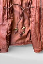 画像をギャラリービューアに読み込む, MADE IN USA 90'S ZIP UP LEATHER HALF COAT / BROWN [SIZE: L USED]
