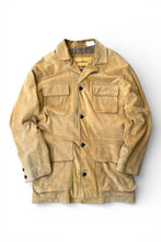画像をギャラリービューアに読み込む, 98'S OPEN COLLAR NUBACK LEATHER COVERALL / BEIGE [SIZE: M USED]
