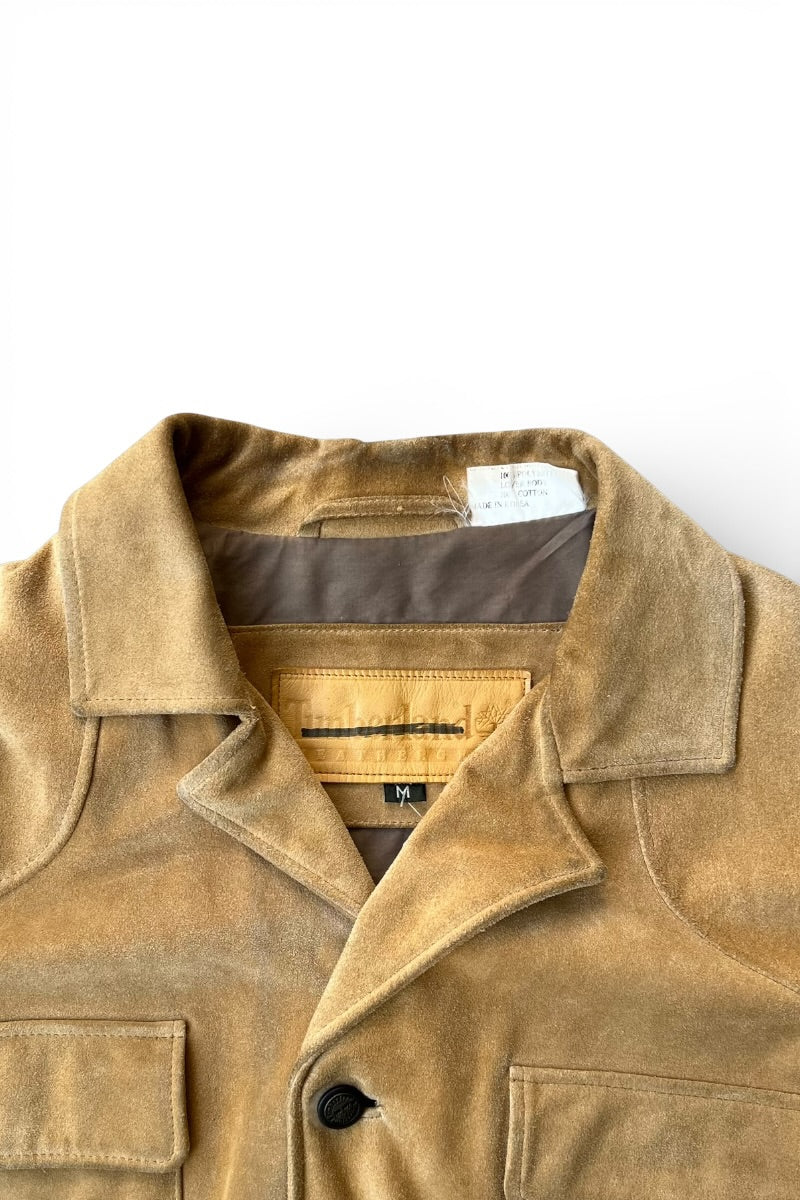 98'S OPEN COLLAR NUBUCK LEATHER COVERALL / BEIGE [SIZE: M USED]