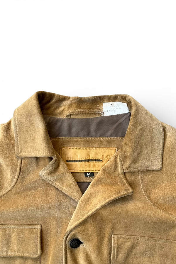 98'S OPEN COLLAR NUBUCK LEATHER COVERALL / BEIGE [SIZE: M USED]