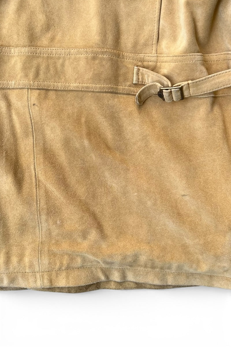 98'S OPEN COLLAR NUBUCK LEATHER COVERALL / BEIGE [SIZE: M USED]
