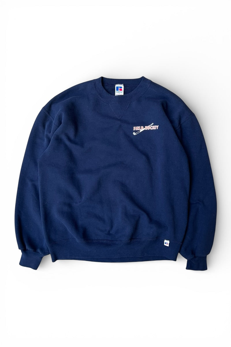 MADE IN USA 90'S FIELD HOCKEY LOGO SWEATSHIRT / NAVY [SIZE: L USED]