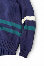 画像をギャラリービューアに読み込む, 90'S V-NECK COTTON TILDEN KNIT SWEATER / NAVY [SIZE: L USED]
