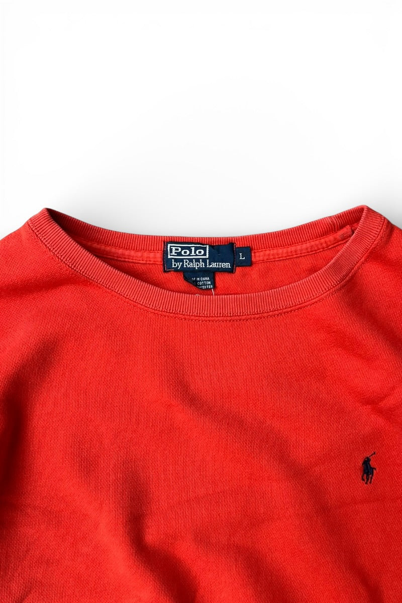 90s ONE POINT SWEATSHIRT / ORANGE [SIZE: L USED]