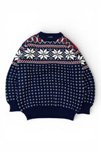 画像をギャラリービューアに読み込む, MADE IN NORWAY 70-80'S NORDIC PATTERN WOOL KNIT SWEATER / NAVY [SIZE: L USED]
