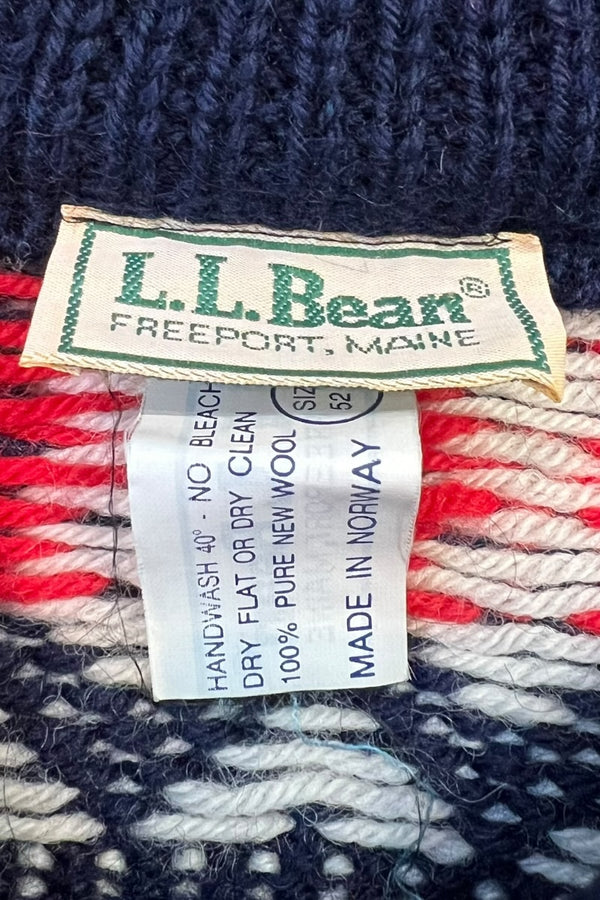 MADE IN NORWAY 70-80'S NORDIC PATTERN WOOL KNIT SWEATER / NAVY [SIZE: L USED]